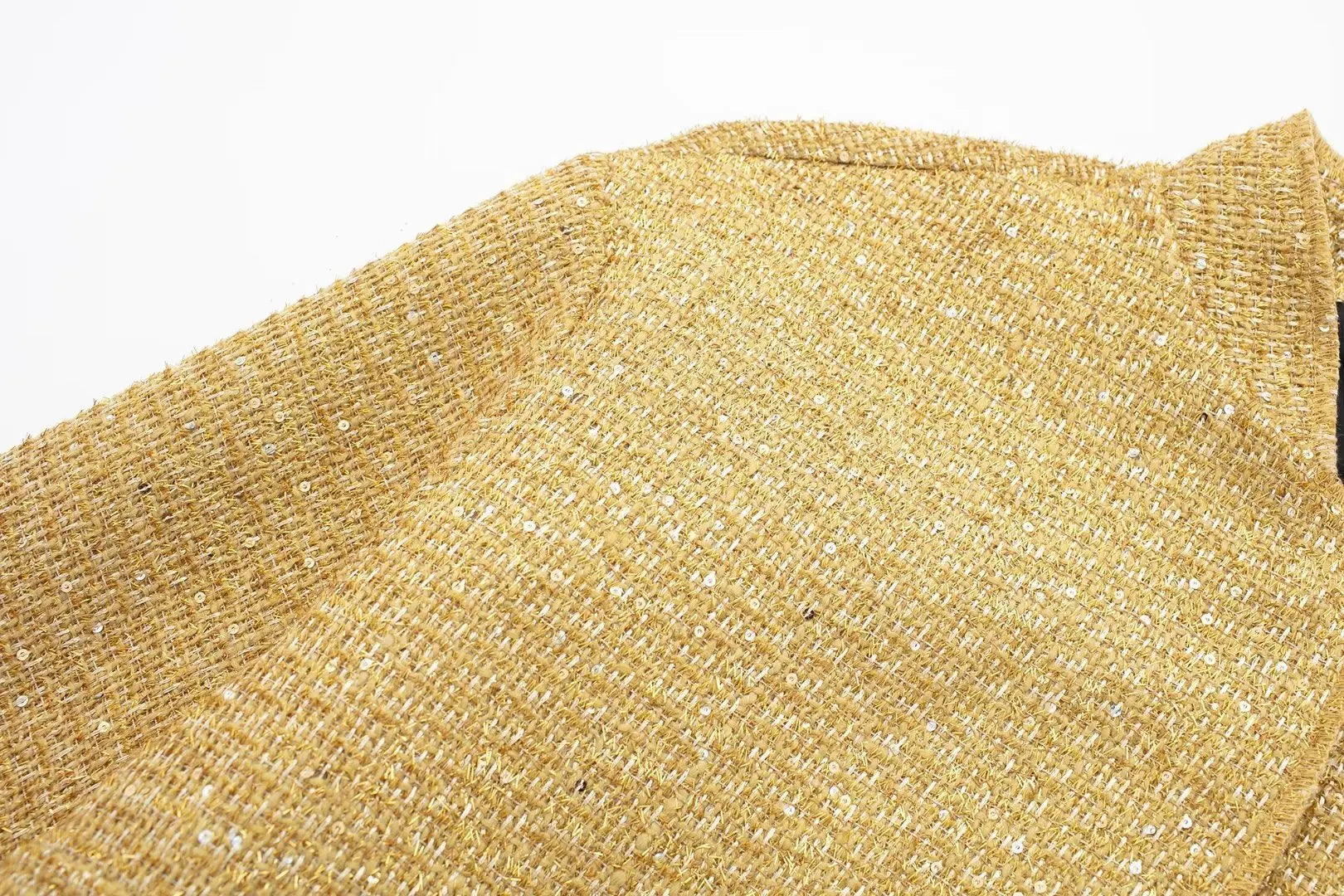 TRAFZA Women Trend Gold Sequin Decoration Loose Short Jacket Woman New Fashion Coat Versatile Warm Chic And Elegant Female Coats Viralgem Store