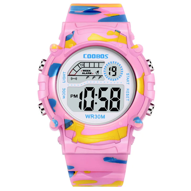 2023 New Boys Sports Military Kids Digital Watches Student Childrens Watch Fashion Luminous LED Alarm Camouflage Girls Clock Viralgem Store