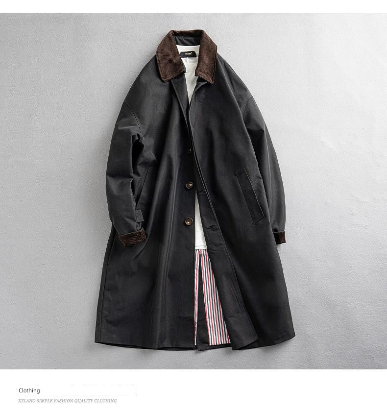 2024 Spring & Fall New Arrival K-style Loose Lapels Men's Mid-Length Trench Coat Japanese-Style Retro Casual Korean Coat Men Viralgem Store