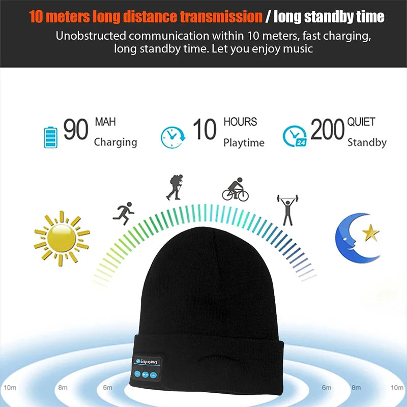 Unisex Bluetooth Headset Winter Hats Knitted Hats For Men Women Outdoor Lining Warm Sports Wireless Headphones Earphones Hats