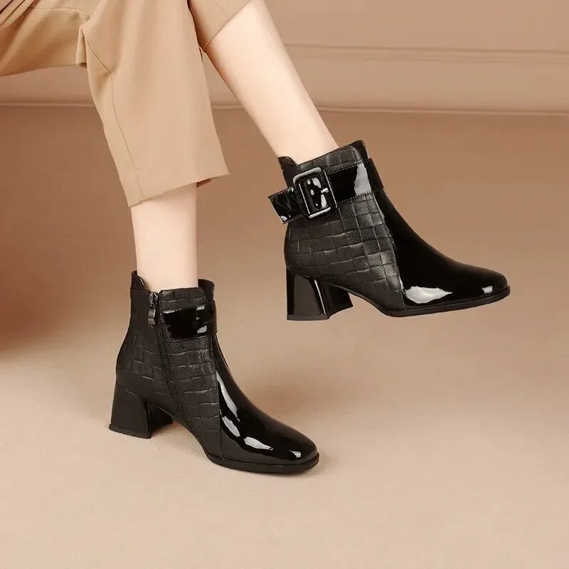 Women Ankle Boots Thick Heels Platform Short Boots Fashion AutumnNew  Female Shoes Retro Belt Buckle Work Shoes Botas De Mujer Viralgem Store