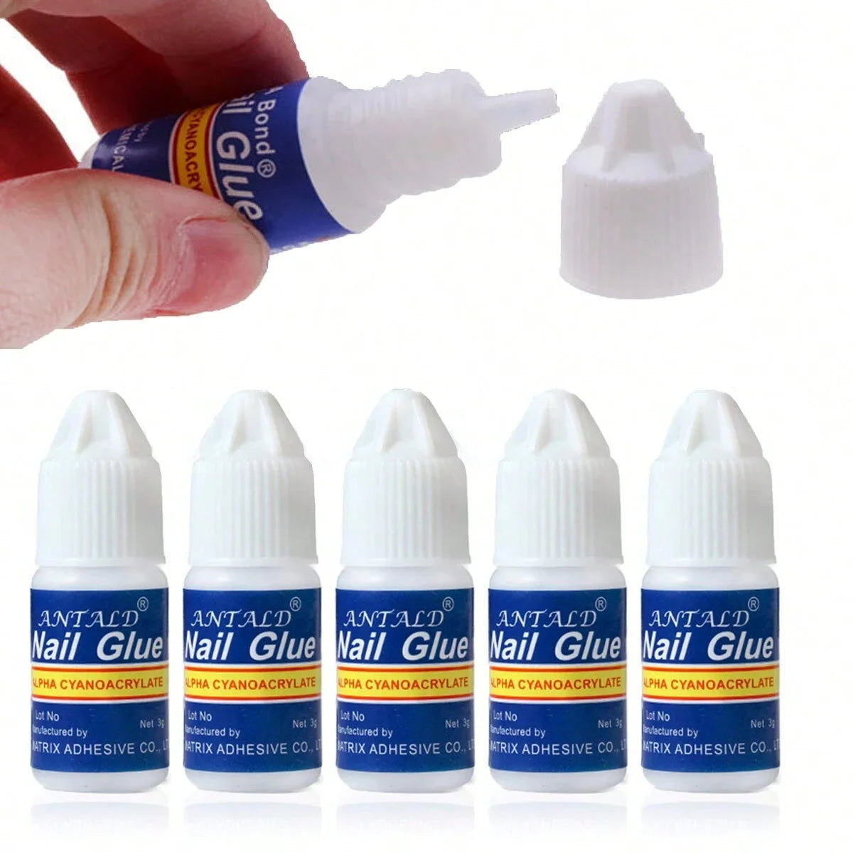 5pcs*3g Strong Adhesive Nail Glue -Fast Drying Nail Bond Glue for Acrylic False Nail Tips Gem Rhinestone Jewelry Sticky Glue Gel Viralgem Store
