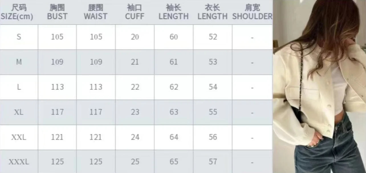 2024 Woman Bomber Jacket Coat White Autumn Winter Button Baseball Aviator Cropped Jackets For Women Long Sleeve Crop Outerwear