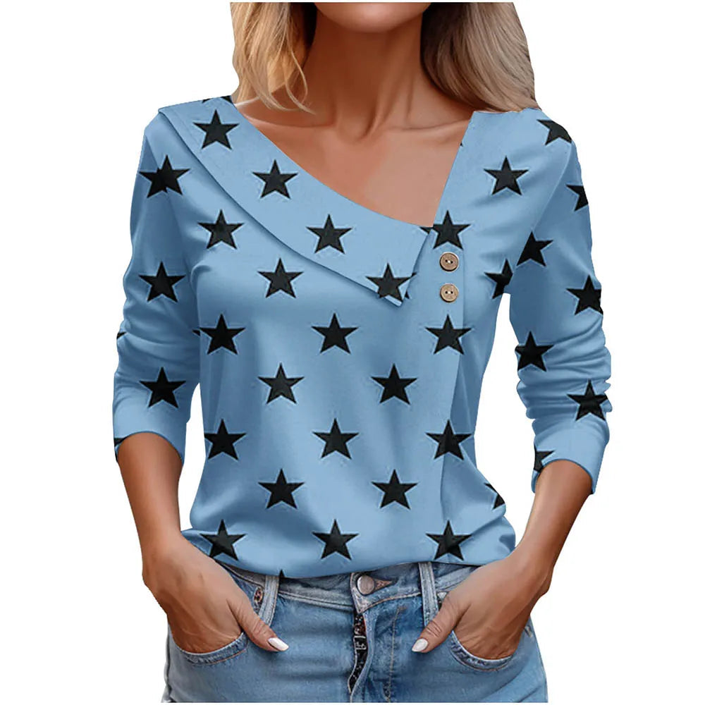 T Shirt For Women Fashion Long Sleeve Top White Floral Print Shirts And Blouses Autumn Winter Clothes For Women 2024 Viralgem Store