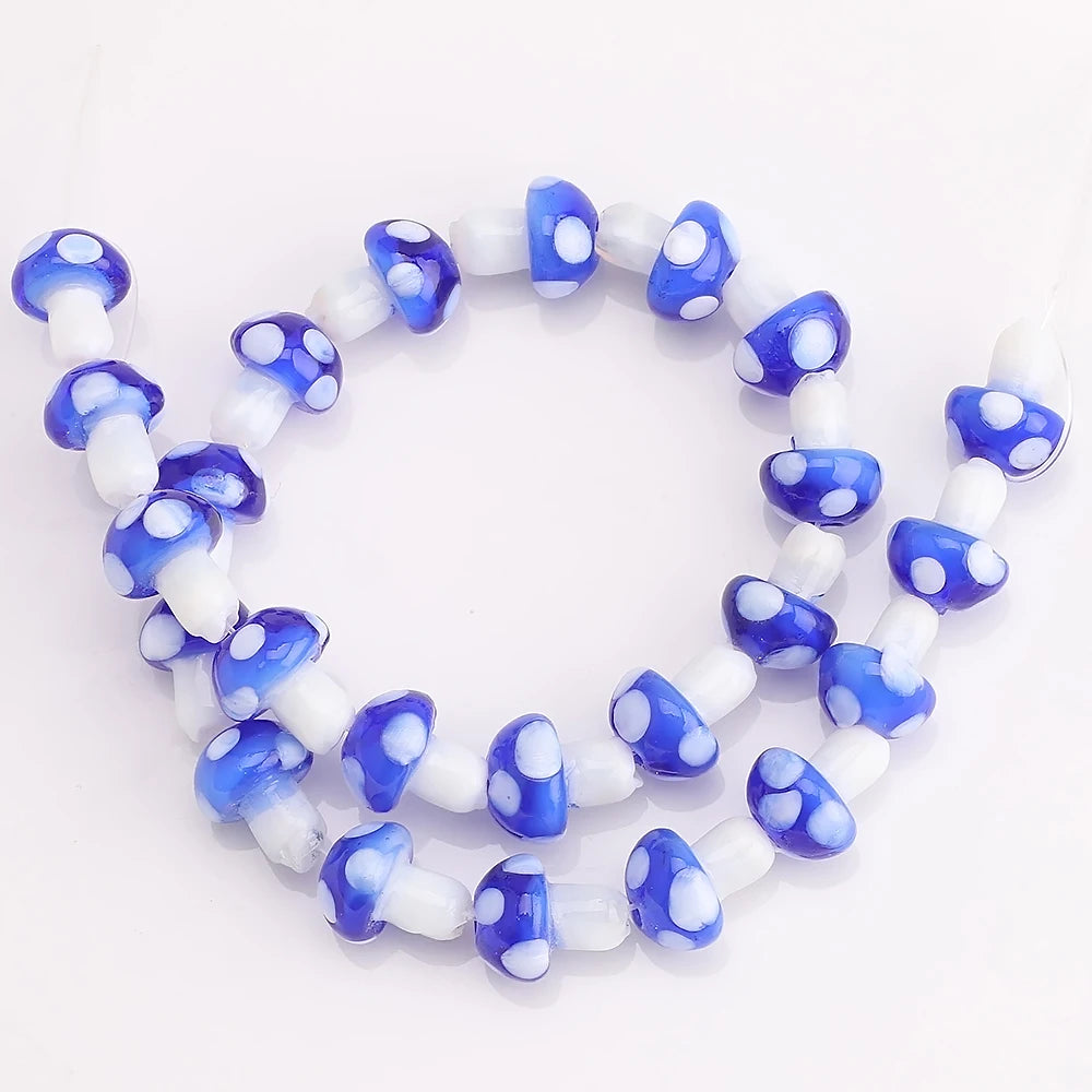 10Pcs 10x13mm 12x16mm 15x20mm Mushroom Shape Lampwork Glass Loose Beads for DIY Crafts Jewelry Making Earing Necklace Accessory