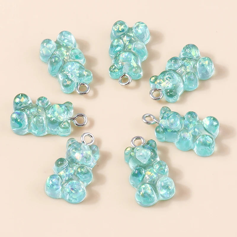 30colors 10pcs 22X11mm Candy Color Gummy Mini Bear Charms for Making Cute Earrings Pendant Necklace DIY Creative Jewelry Finding