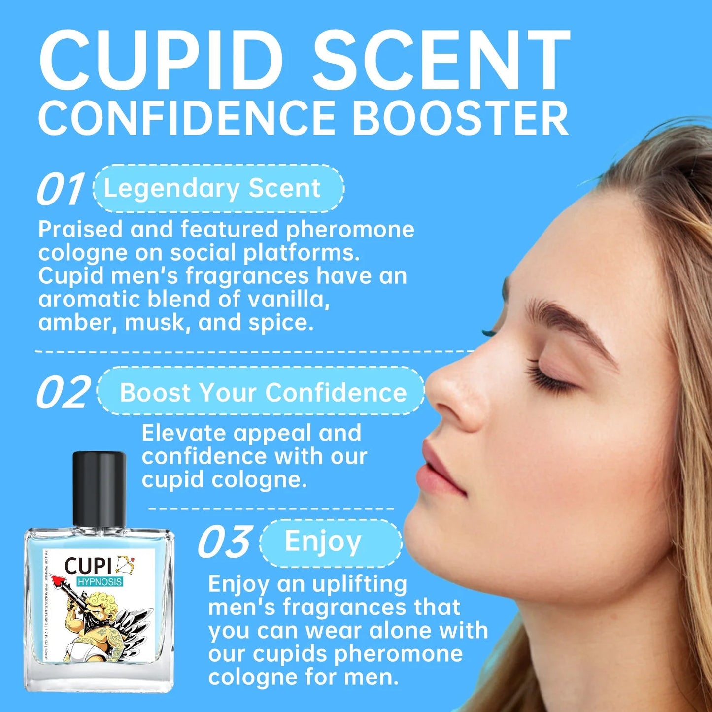 50ML Cupid Hypnosis Perfume Long Lasting Pheromone Fragrance Perfume Cologne for Men and Women Light  Cologne Fragrance Viralgem Store