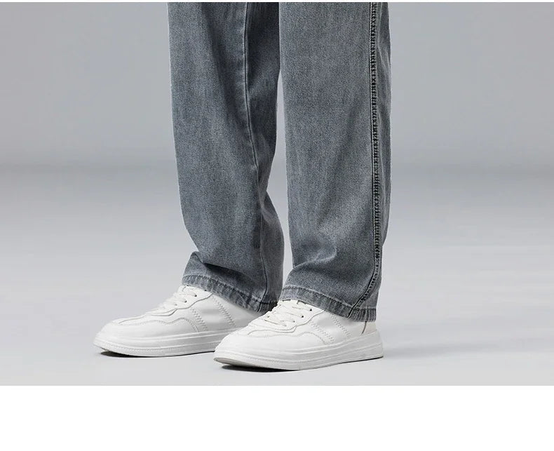 2025 New Summer Ultra-thin Lyocell Men's Jeans Drape Soft Fabric Loose Straight Casual Denim Pant Elastic Ice Silk Male Trousers