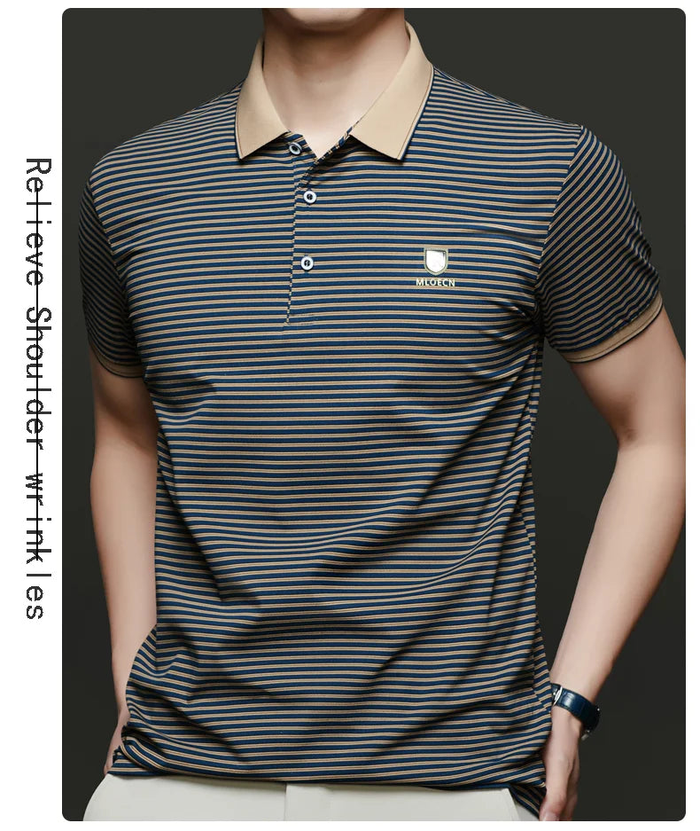 Top Grade 2025 Summer Brand Designer Polo Shirts For Men Summer Stripped Slim Fit Short Sleeve Casual Tops Fashions Men Clothes Viralgem Store