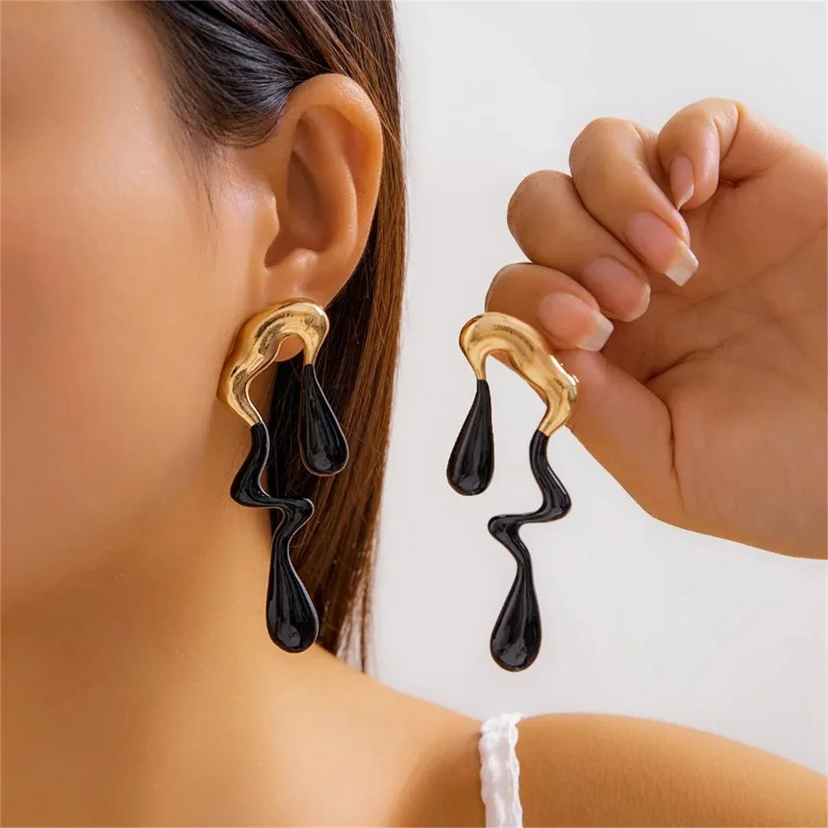 2pcs Irregular Vintage Stainless Steel Water Drops Ear Studs Viralgem Store