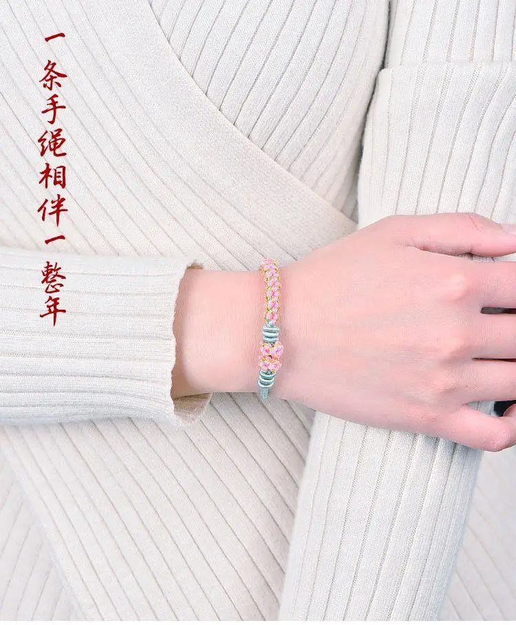 Suzuki Orchid Hand Rope Couple Bracelet Handmade Braided Small Peach Blossom Semi-finished Product String Beads for Girlfriend Viralgem Store