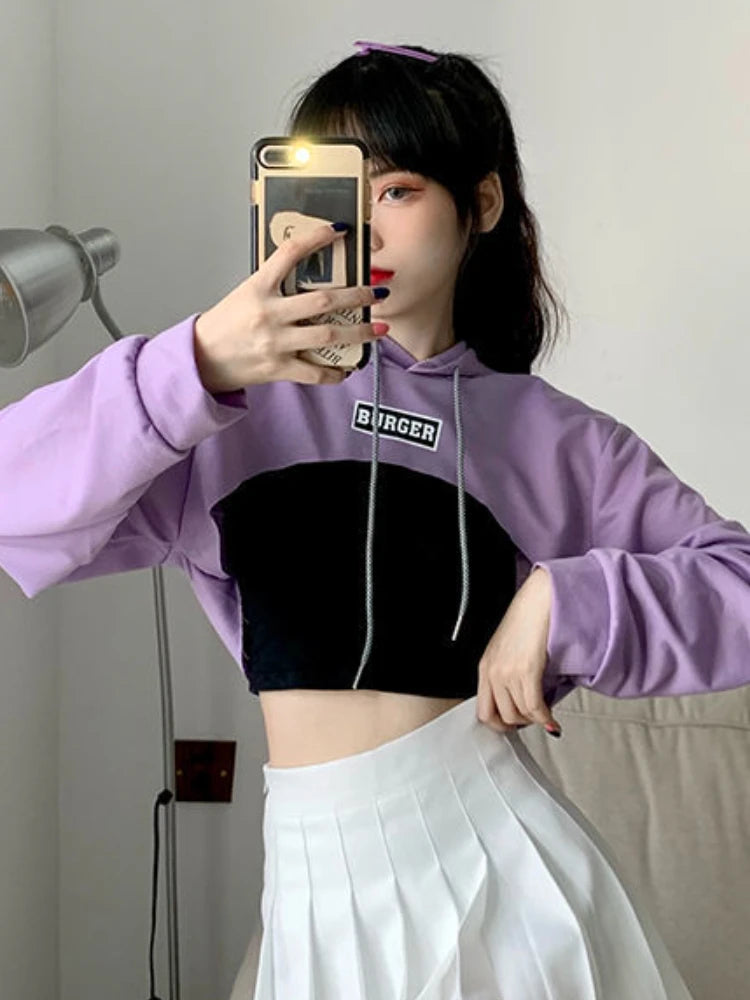With Hat Hoodies Women Basic Design Young Korean Fashion Mujer All-match Teens Simple Cool Loose Y2k Cozy Street Wear Popular