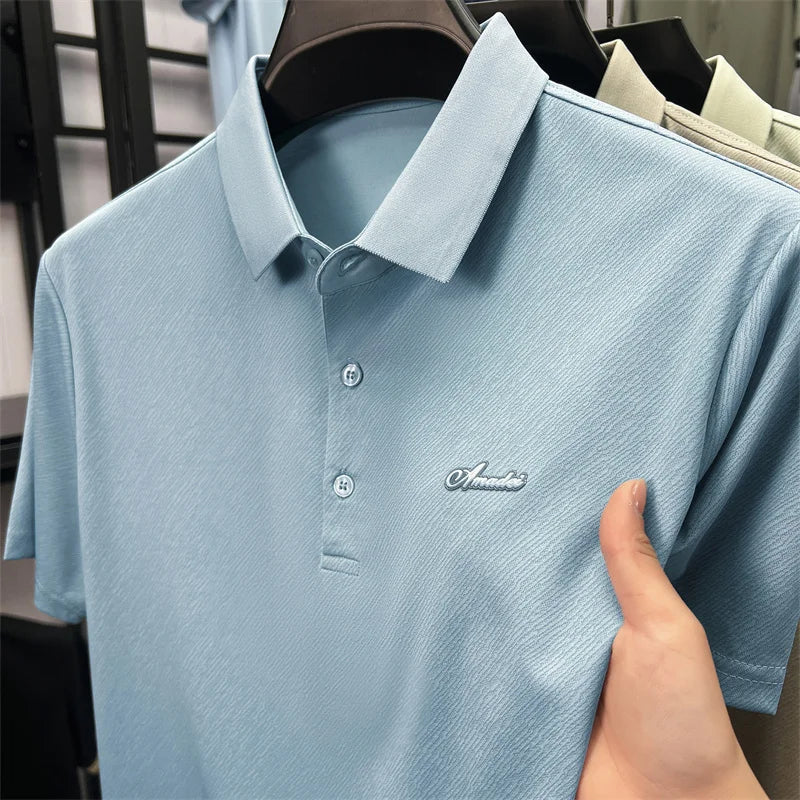 Top Grade Designer Brand Polo Shirt Men Summer New High Short Sleeve Regular Solid Casual Tops Fashions Mens Clothes 2025 Viralgem Store