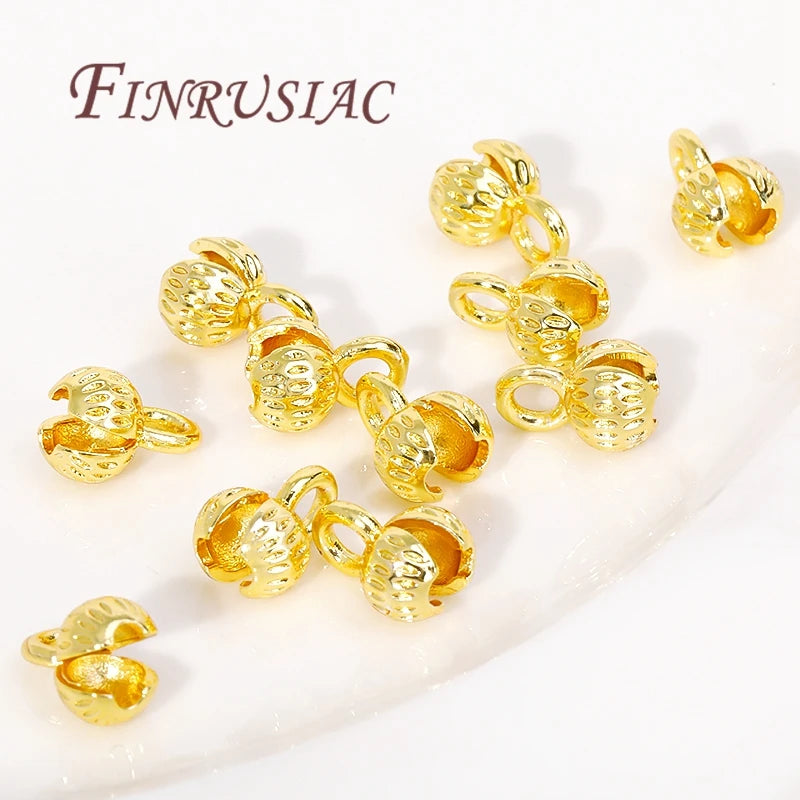 4/5.5MM Brass Cord Ends 18K Gold Plated Clam Shell Bead Tip Ball Chain Crimp Findings For DIY Beading Jewellery Making Supplies