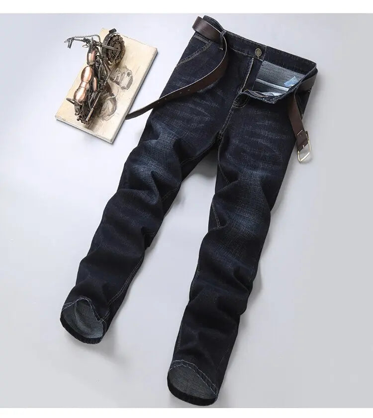 2024 Spring and Autumn New Fashion Trend Solid Color Straight Leg Jeans Men's Casual Relaxed Comfortable Breathable Trousers