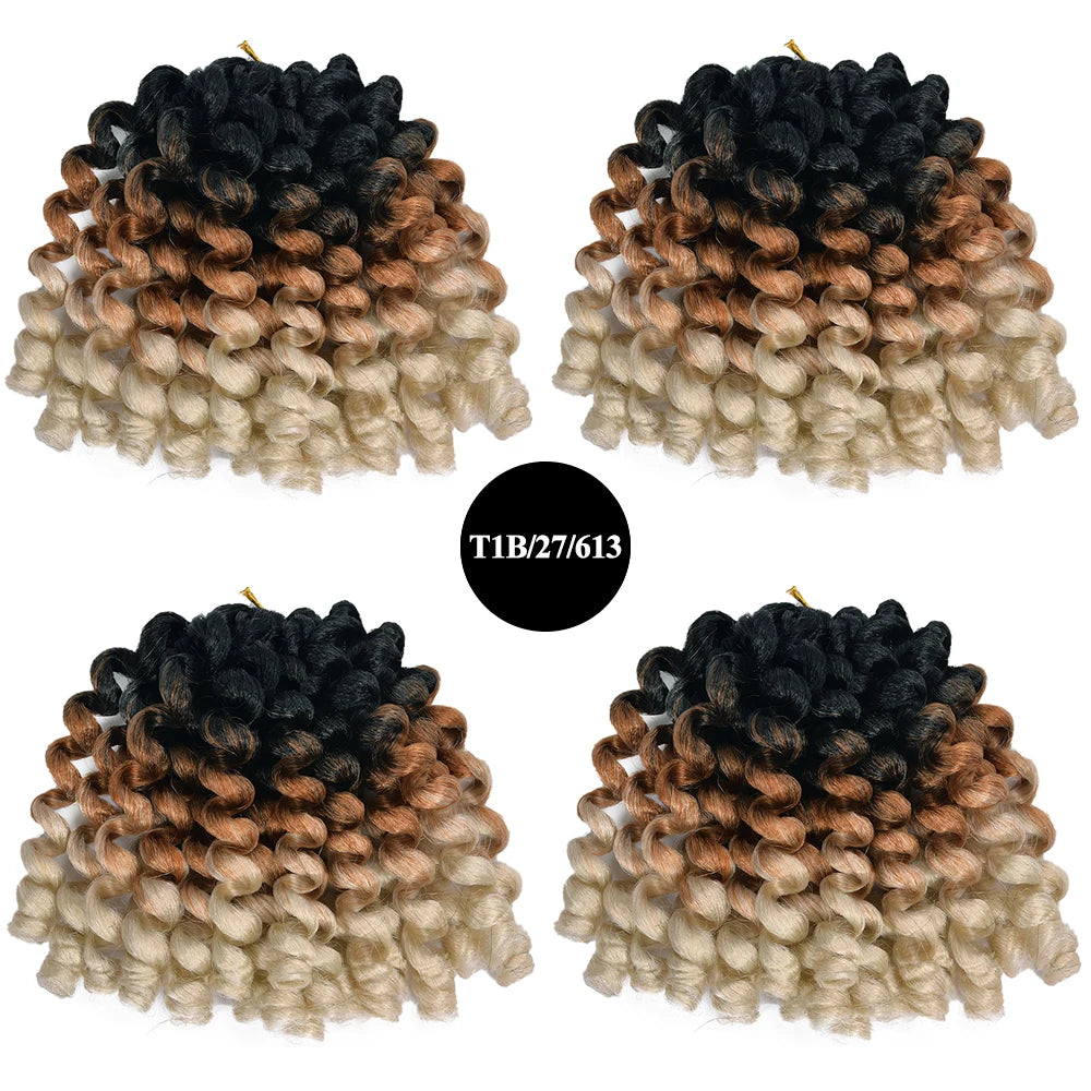 Synthetic Ombre Braiding Hair Jumpy Wand Curl Crochet Braids Hair Extension for Black Women Jamaican Bounce Curly Hair For Women