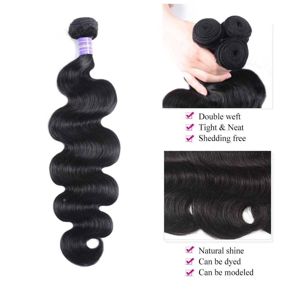 Unice Hair 1/3/4 Brazilian Affordable Body Wave Bundles Deal 100% Human Hair Bundles Virgin Unprocessed Extensions Wavy Hair