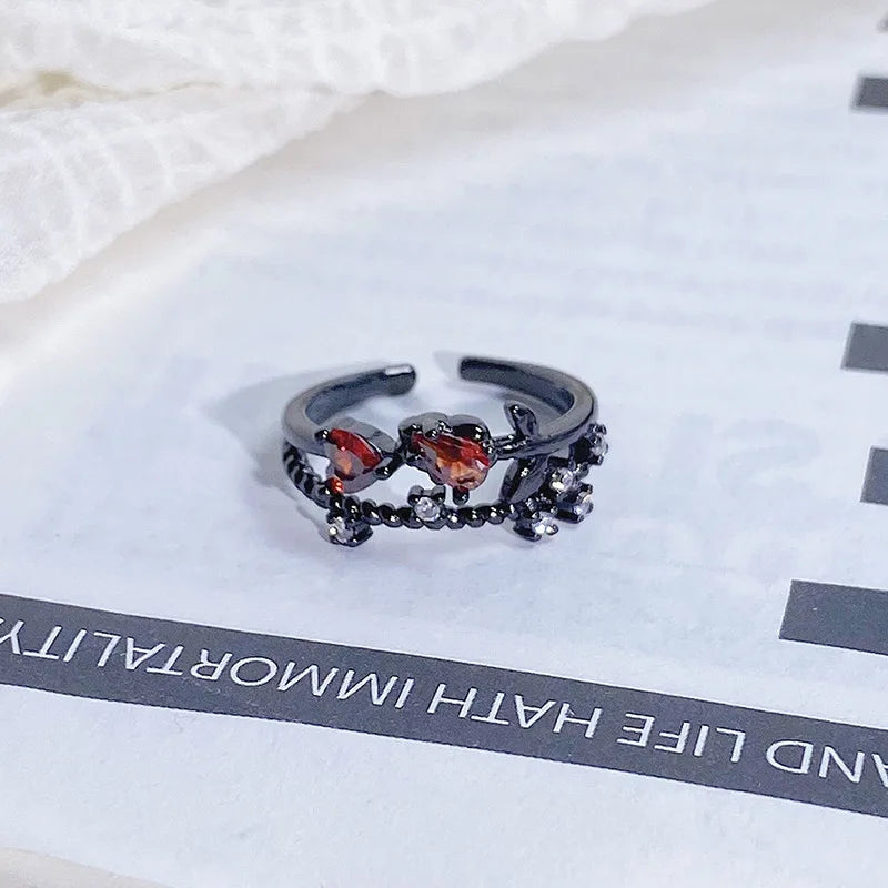2025 Dark Gothic Irregular Zircon Adjustable Unisex Ring
