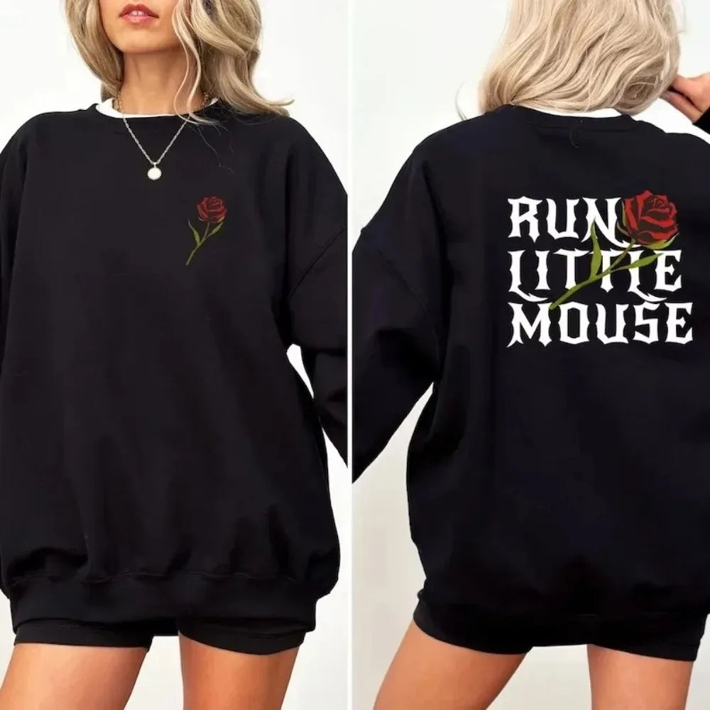 2024 Skeleton hand and Rose Graphic Print Hoodie Casual Hooded Sweatshirt For Winter Fall Women's Plus Size XS-3XL Clothing