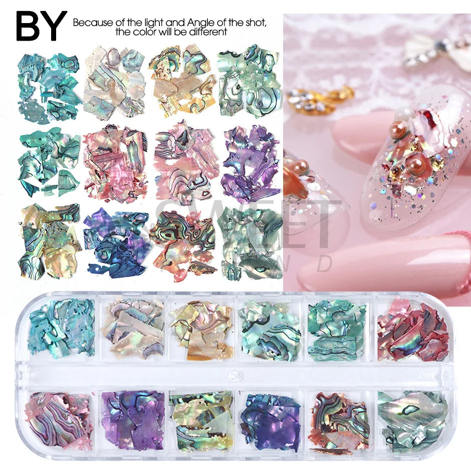12 Grids Opal Dream Crystal Sequins Nail Flake Galaxy Iridescent Aurora 3D Paillette for Winter Autumn Manicure Decoration SWYFH Viralgem Store