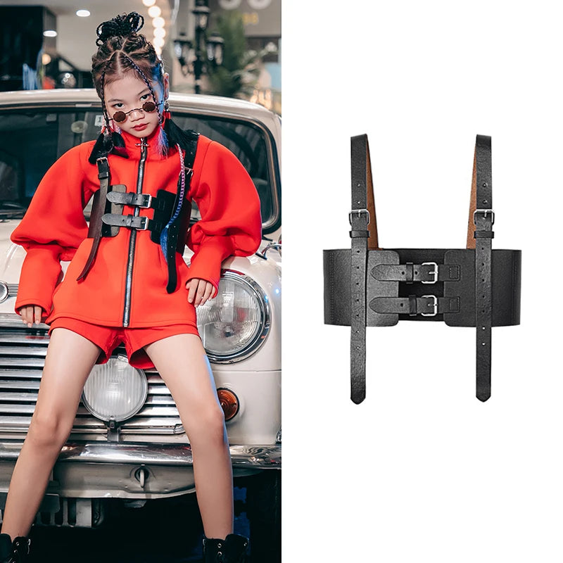 ZZL K-PoP Clothes Children's catwalk girls catwalk dance waistband girls accessories with belts