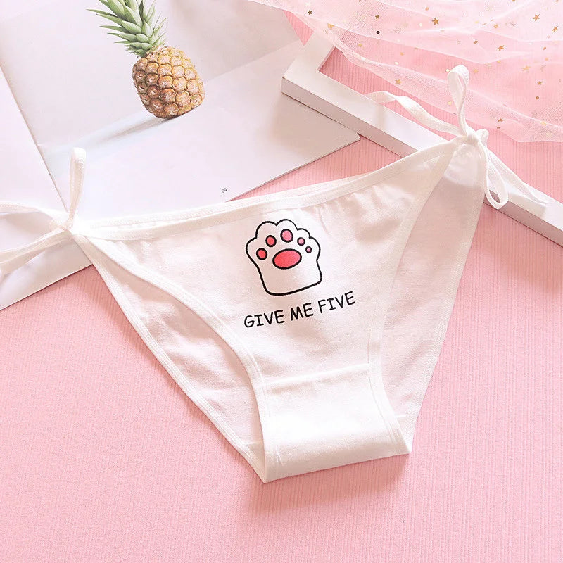 SP&CITY Young Girls Student Cute Underwear Women Japan Lace Up Cotton Panties Funny Hollow Out Seamless Briefs Female Lingerie