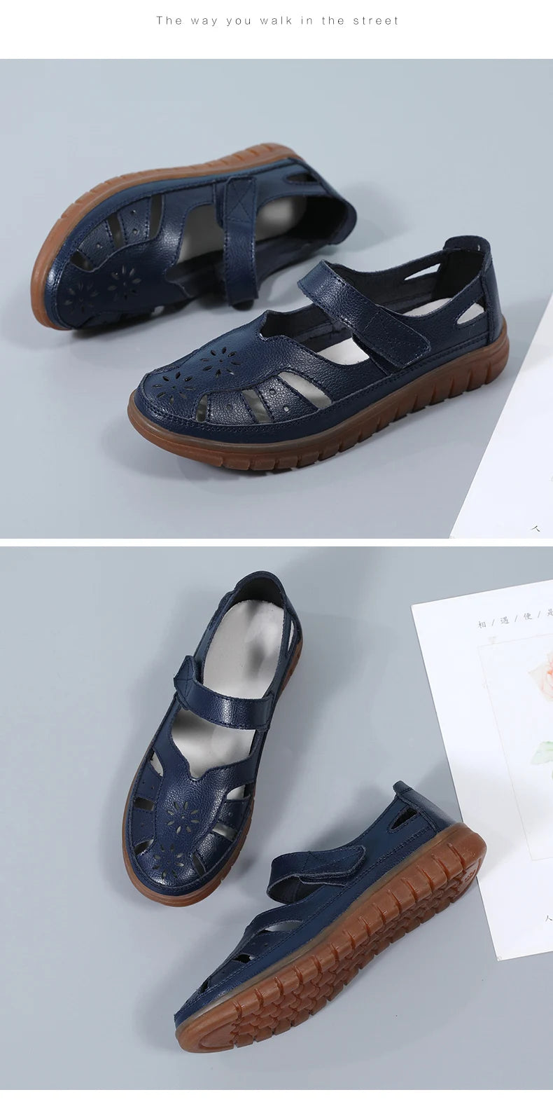 2024 Women Sandals Summer Ladies Girls Comfortable Ankle Hollow Round Toe Sandals Woman Soft Beach Sole Female Shoes Plus Size