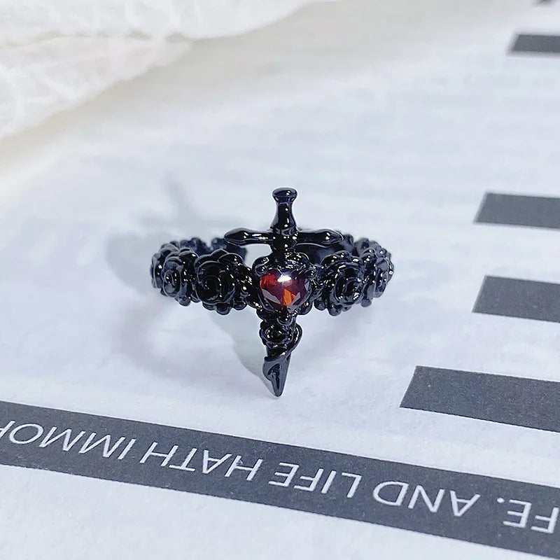 2025 Dark Gothic Irregular Zircon Adjustable Unisex Ring