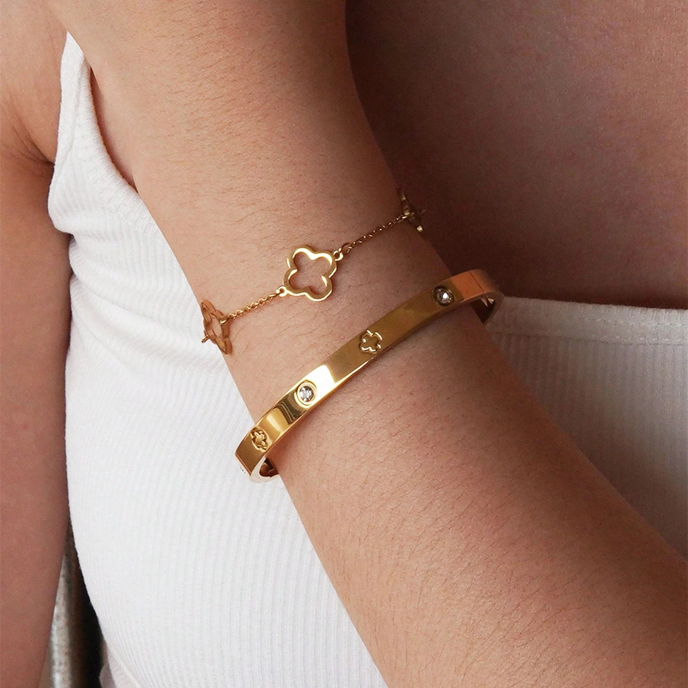 3PCS French Lucky Clover Women's Bracelet Set High Quality Stainless Steel INS Hot Selling Bracelet Charm Feeling Jewelry Gift Viralgem Store