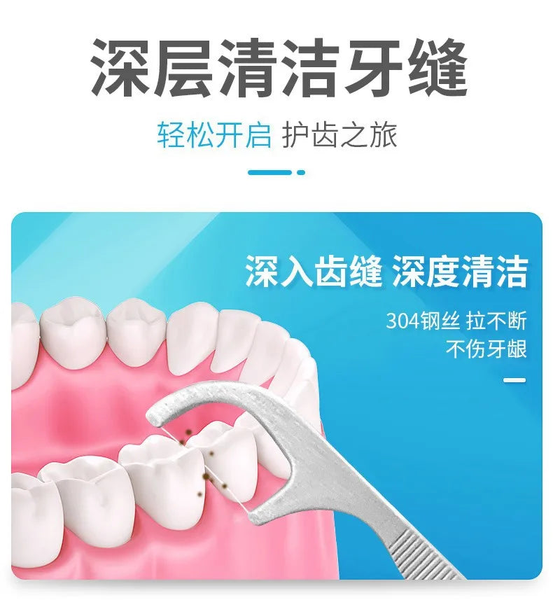 1Set Toothpick Set Metal Stainless Steel Oral Cleaning Tooth Flossing Portable Toothpick Floss Teeth Cleaner with Storage Tube