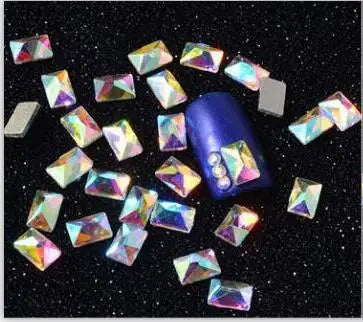 100pcs AB clear Rhinestone 4-10mm Nail Art Shape Top Crystal AB Czech Crystal Rhinestone Flatback Elongated Glass Stones ZZ15244