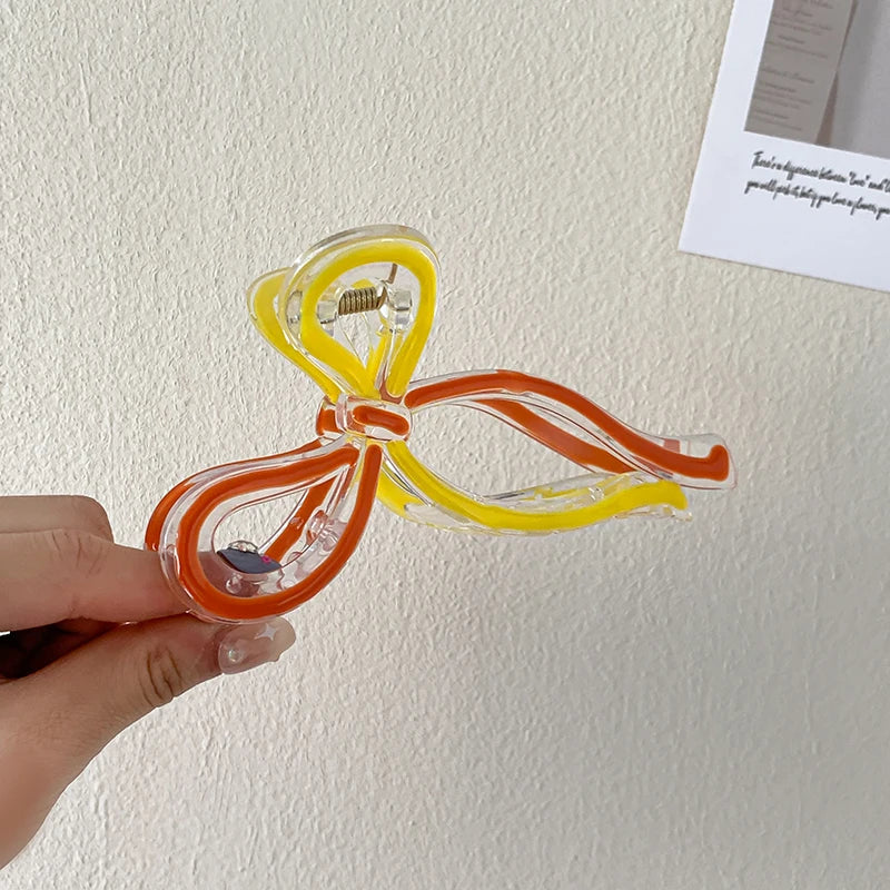 AISHG Crab Hair Clips Women Large Shark Jelly-colored Bow Claw Clips Scissors Shape Clamp Joker Hairpin Girls Hair Accessories Viralgem Store