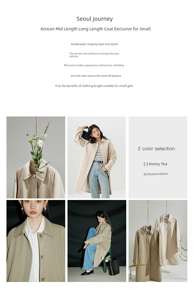 Ziqiao K-style Lapel Mid-Length Raglan Sleeve Trench Coat Viralgem Store