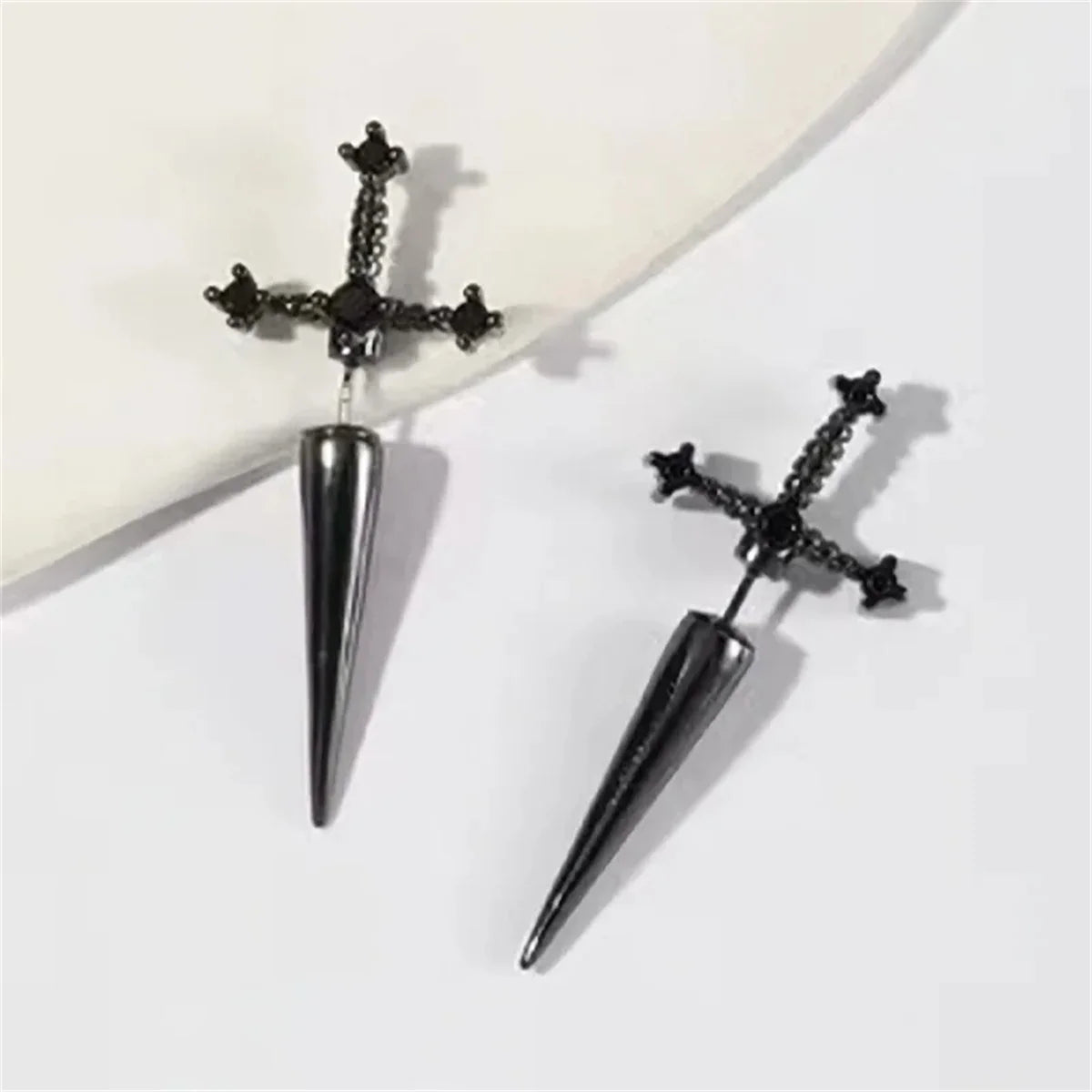 2pcs Gothic Kinitial Sword Stud Earrings,Vintage Cool Punk Crystal Goth Dagger Ear Piercing Jewelry Suitable for Daily Give Gift Viralgem Store