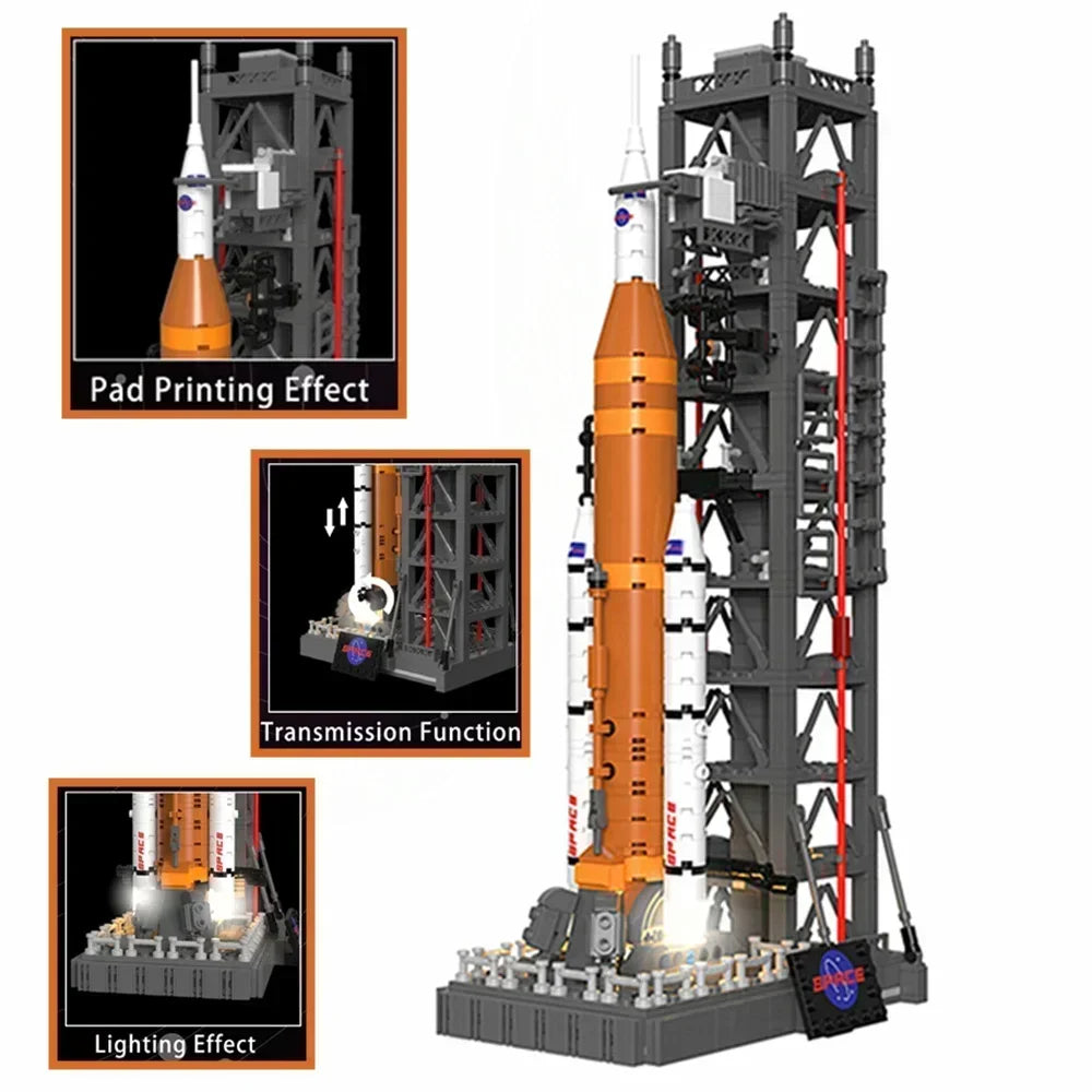 900PCS NASAS Artemis Space Launch System Tower Spaceship Space Rocket Display Model Building Blocks Bricks Toy Gift