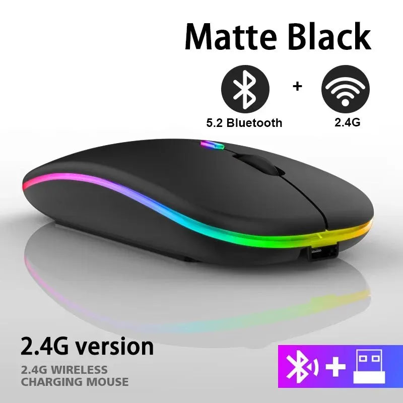Wireless Mouse RGB Rechargeable Bluetooth Mice Wireless Computer Mause LED Backlit Ergonomic Gaming Mouse for Laptop PC 3600DPI Viralgem Store