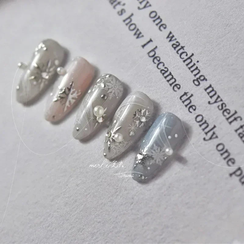 5D Laser Star Moon Snowflake Shiny Rhinestone Embossed Relief Self Adhesive Nail Art Decoration Sticker Manicure Decals