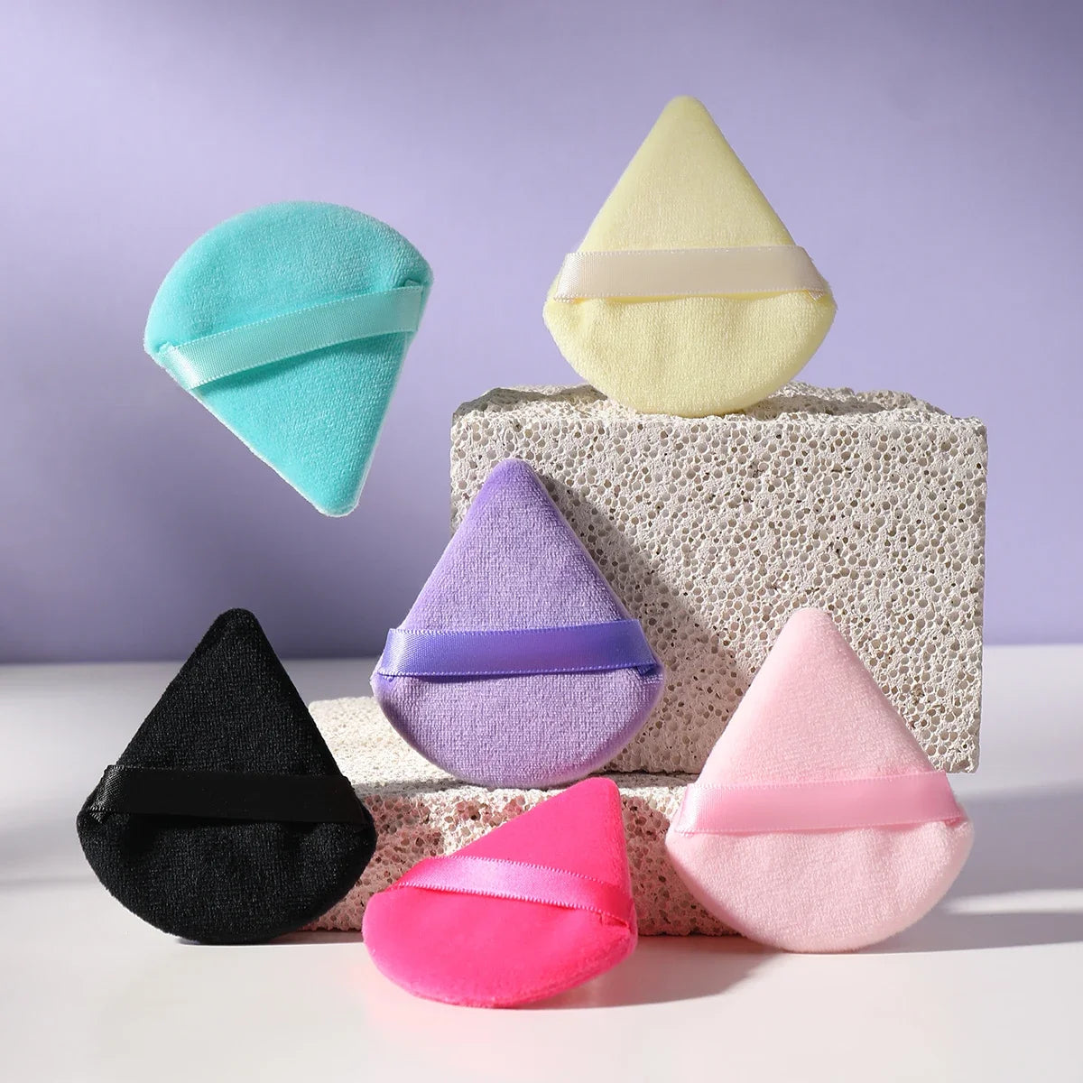 10/20Pcs Triangle Velvet Powder Puff Pizza Flours Mini Face Makeup Sponge Cosmetics Washable Lightweight Makeup Tool