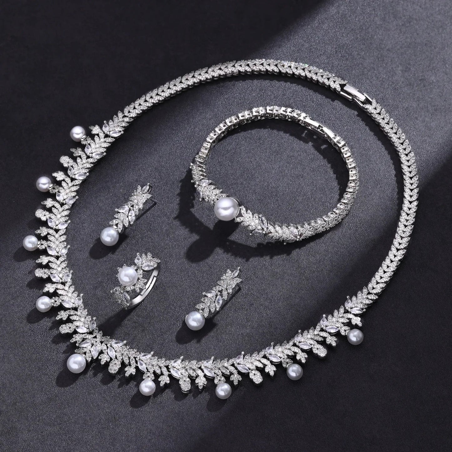 2024 Hot selling 4-piece Bride Wedding Jewelry Set with Cubic Zirconia Dubai Luxury Jewelry Set Viralgem Store