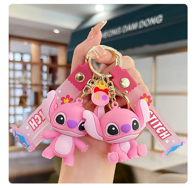 Wholesale Cartoon Anime Disney Keychain Mickey Mouse Minnie Lilo & Stitch New Keyring Key Chain Car Pendant Kids Toys Gifts
