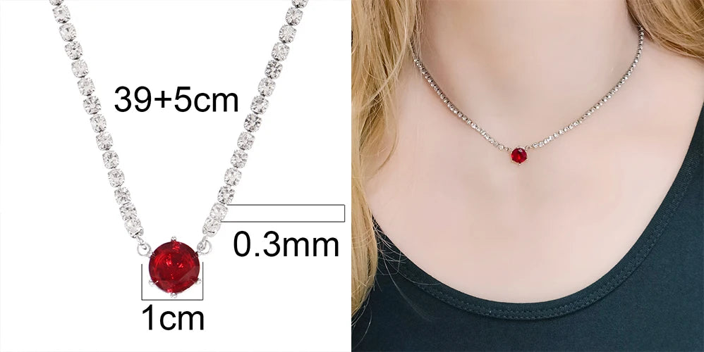 Stainless Steel Necklace Tennis Chain Hip Hop Square Pendant Necklace Star Heart Zircon Choker Necklaces For Women Jewelry
