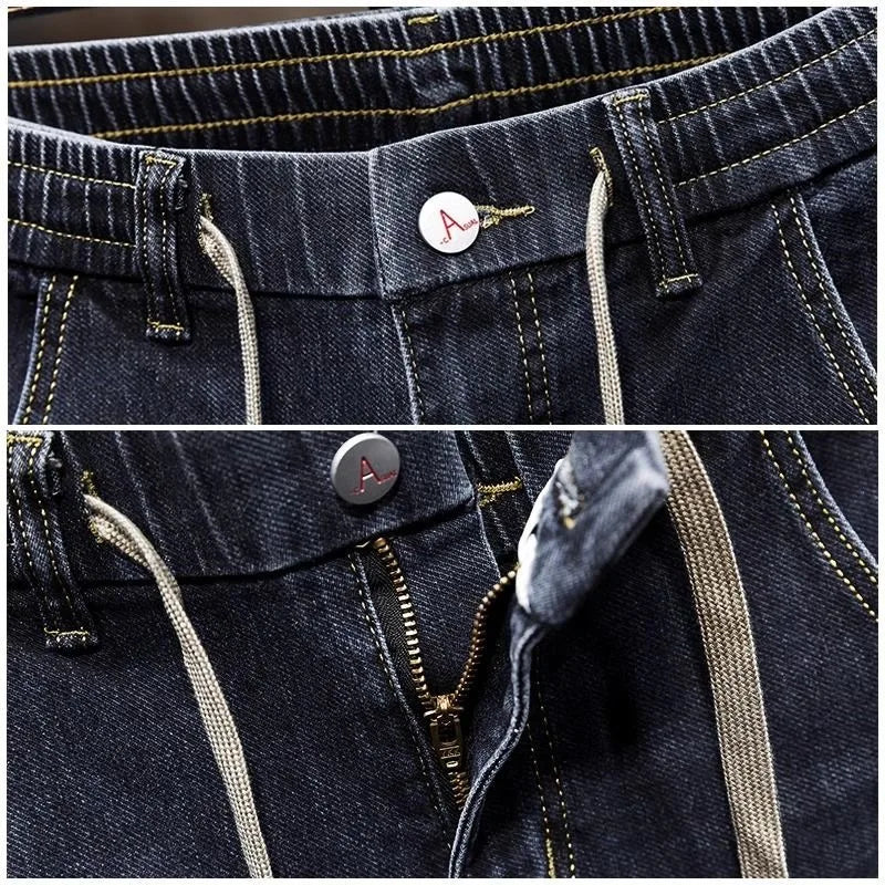 2025 Spring and Autumn New Fashion Trend Elastic Straight Leg Jeans Men's Casual Loose Comfortable High Quality Denim Pants 36