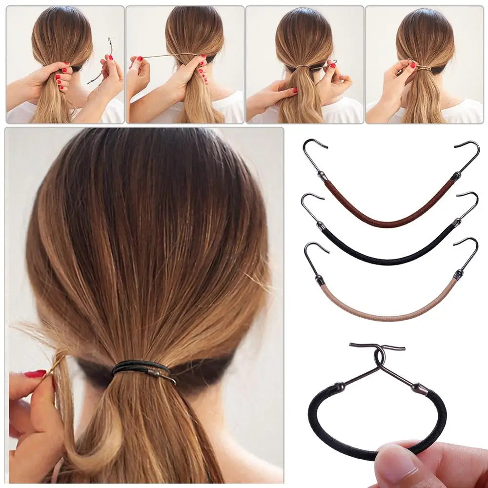 1/5/10pcs Casual Elastic Clips Bows Girls Women Bands Gum With Hooks Ponytail Holder Bungee Hair Thick Hair Accessories Headwear Viralgem Store