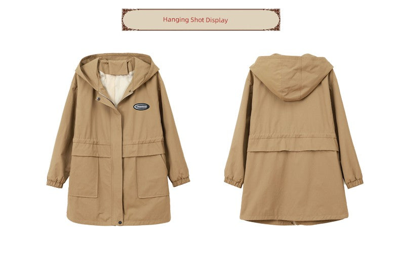 Young Mother Casual Fashion Baggy Coat Female 2023 Spring & Fall New Arrival plus Size Waist Fitted Figure Flattering Mid Length Long Length Trench Coat