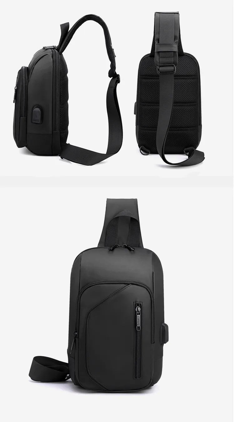 2023 Men's Chest Bag Waterproof Crossbody Bag Multifunction Anti-theft Travel Bags Shoulder Bag Male USB Charging Pouch for Man Viralgem Store