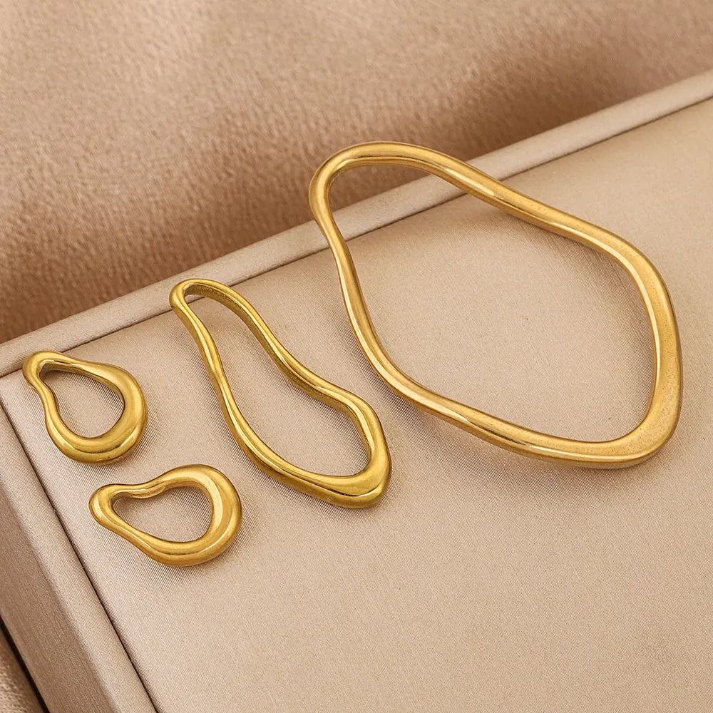 5pcs Stainless Steel Gold-plated Blank Irregular Bezel Charms Connectors for DIY Necklace Jewelry Making Accessories Wholesale