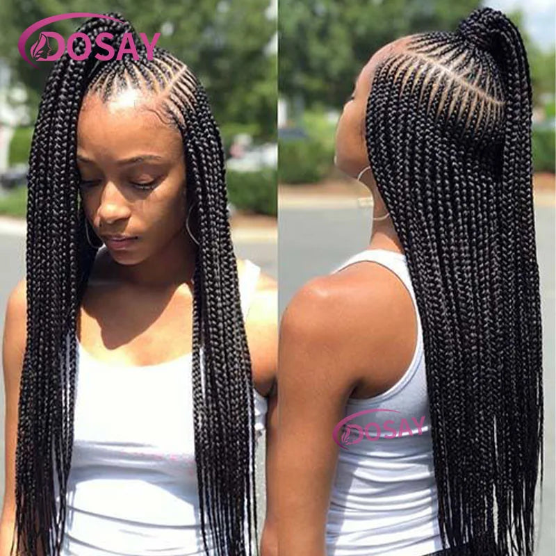 36" Synthetic Full Lace Front Wig Cornrow Braided Wigs for Black Woman Crochet Dreads Box Braided Lace Wig Faux Locs Braids Wigs Viralgem Store