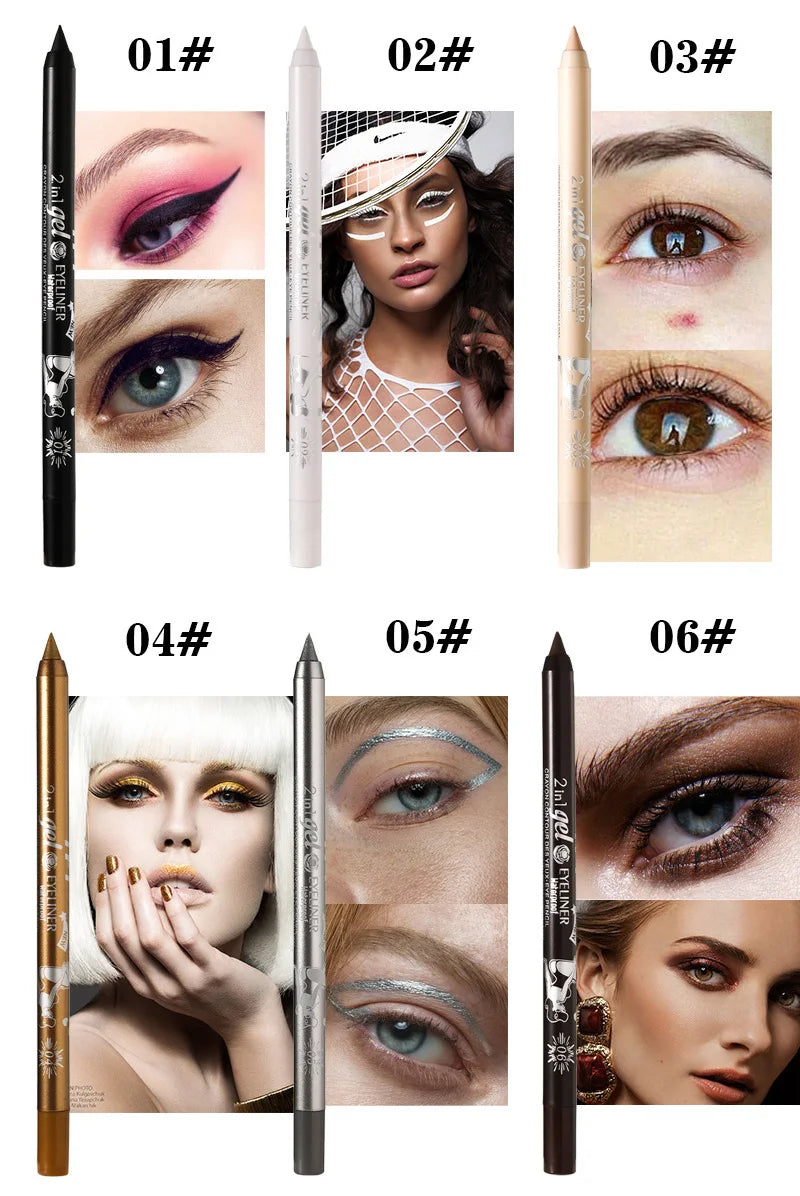 Waterproof Eyeliner Long Lasting Pencil Colourful Pigment Blue Black White Color Gel Eye Liner Pen Makeup Eye Beauty Cosmetics