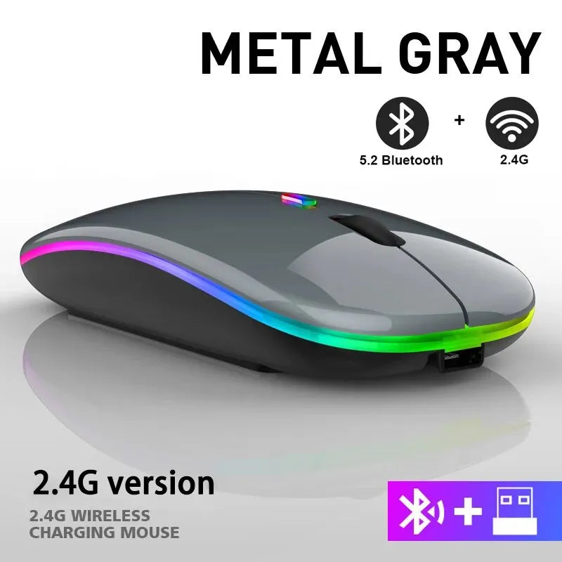 Wireless Mouse RGB Rechargeable Bluetooth Mice Wireless Computer Mause LED Backlit Ergonomic Gaming Mouse for Laptop PC 3600DPI Viralgem Store