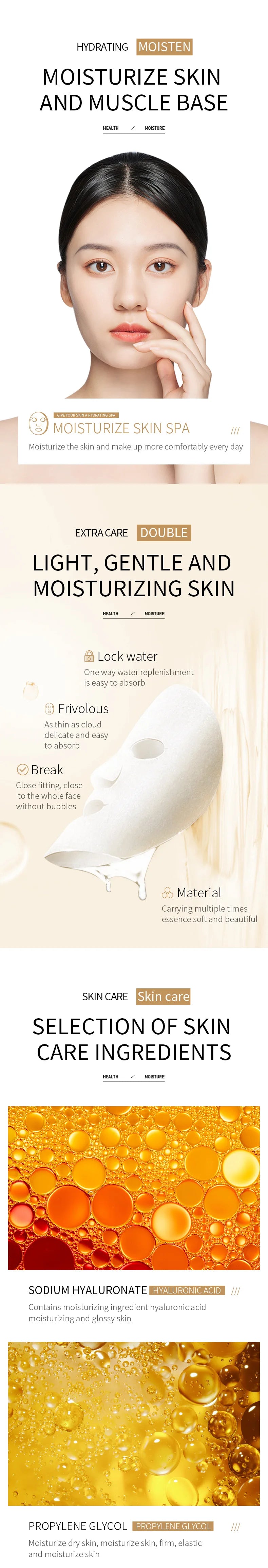 20pcs BIOAQUA Centella Collagen Face Mask Moisturizing Refreshing Sheet Masks Hyaluronic Acid Facial Mask Skin Care Products